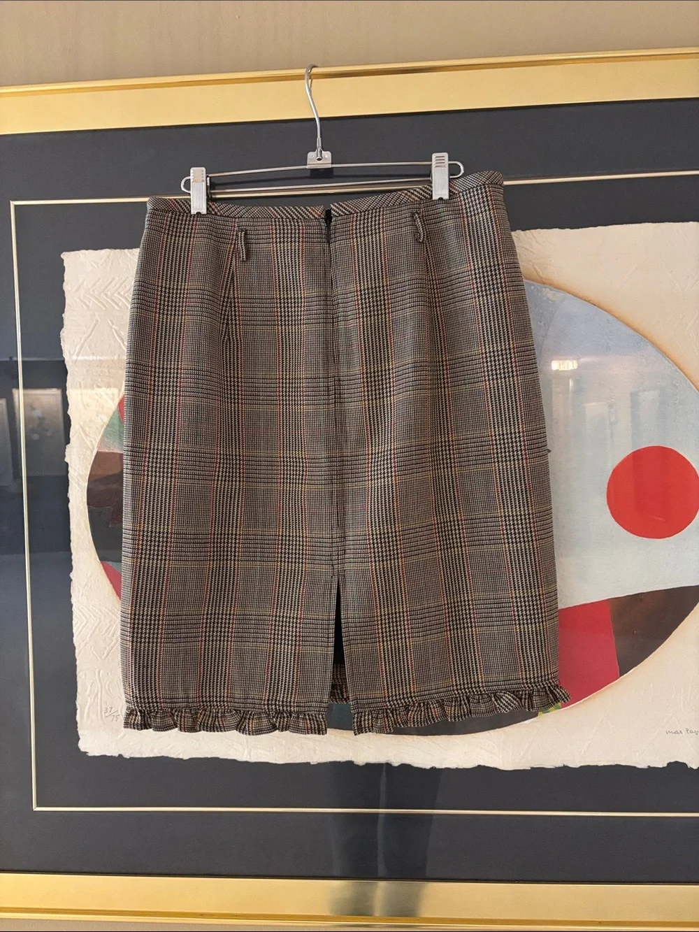 J.Crew Plaid Ruffle Hem Pencil Skirt